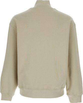 Maison Kitsun&eacute; Mens Sweatshirt High-Neck Green Cotton Sweatshirts Sweater