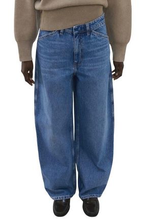 Mango Mid Rise Balloon Jeans in Medium Blue at Nordstrom, Size 12