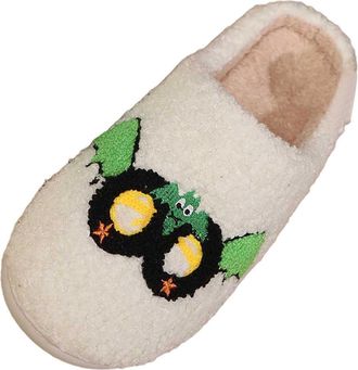 Generic Slippers Women Cozy Embroidery For Indoor Outdoor Casual Comfort Winter Fall Home Wear Halloween Bat Design For Her Cozy House Slippers(White, 7)