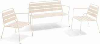 Oviala Conjunto de muebles de jard&iacute;n de metal marfil de 4 plazas