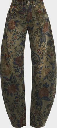 Coût de la Liberté Floral Barrel-Leg Jeans