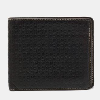 Carolina Herrera Brown Monogram Leather Bifold Wallet