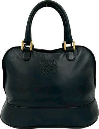 Loewe Black Leather Boston Bag Handbag Tote Bag (Pre-Owned)
