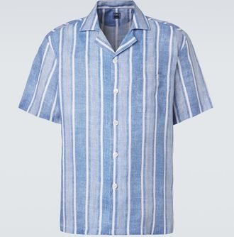 Fedeli Striped linen bowling shirt