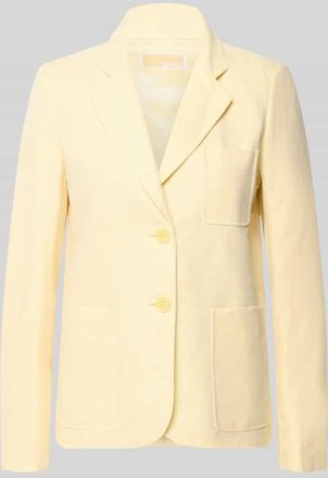 Michael Kors Blazer aus Leinen-Mix mit Reverskragen und Brusttasche in Hellgelb, Gr&ouml;&szlig;e 34
