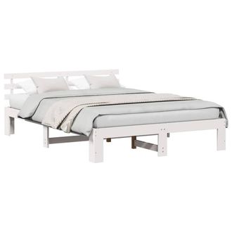 Berkfield Home White Wood Bed Frame White Wood 160 x 200 cm Durable White Bed Frame