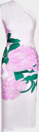 Smythe Magnolia Ruched Asymmetric Midi Dress