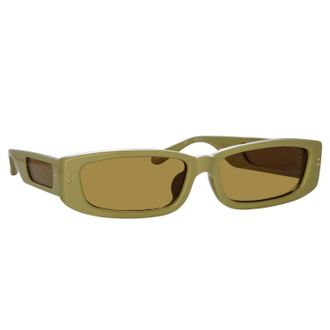 Linda Farrow Womens Talita Rectangular Sunglasses In Sage/light Gold/sage