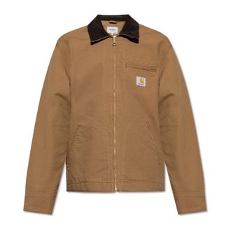 Carhartt Work in Progress Jassen, Heren, Bruin, S, Katoen, Jas met ribfluwelen kraag