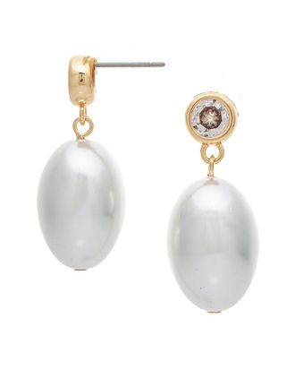 Rivka Friedman 18K Plated 5Mm Pearl Cz Earrings
