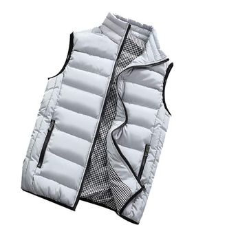 Generic BOTCAM Mens Winter Vest With Zipper Stand-Up Collar Pockets Sleeveless Coat Bodywarmer Outdoor Sports Padded Quilted Vest Light Weight Puffer Vest War