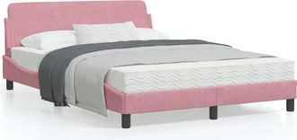 vidaXL Vidaxl - Cama Con Cabecero Sin Colch&oacute;n Terciopelo Rosa 140x190 Cm