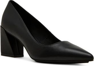 Anne Klein Relena Pointed Toe Pump in Black Leather at Nordstrom, Size 6.5