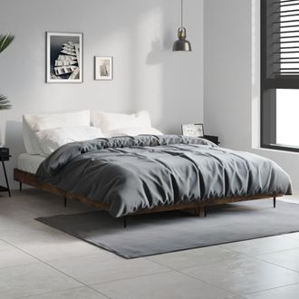 vidaXL Vidaxl - Estructura De Cama Madera De Ingenier&iacute;a Roble Ahumado 135x190cm