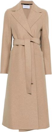 Harris Wharf London Belted Coats, female, Beige, 2XS, Light Brown Wool Coat with Belt
