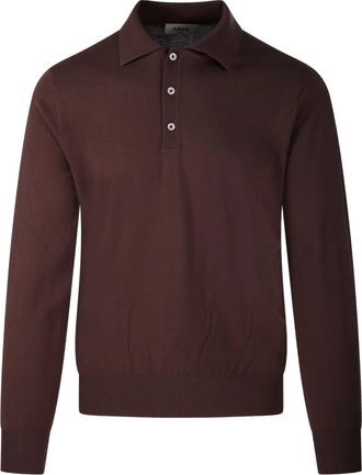 Altea Deep Brown Polo Long-Sleeve Cotton Polo