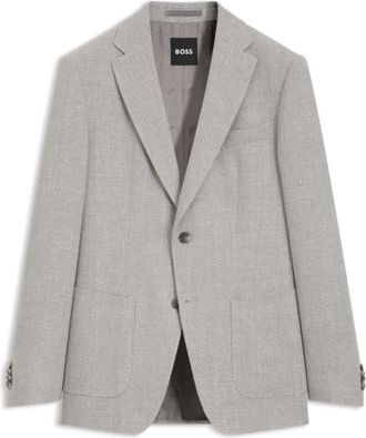 BOSS Slim-fit blazer in a patterned virgin wool blend