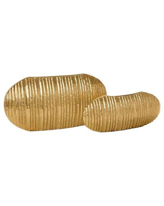 Tozai Home Home Pleats Set Of 2 Oval Vases