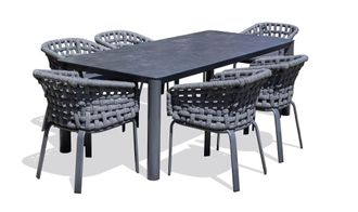 DCB Garden Juego de comedor de jard&iacute;n de aluminio de 6 plazas
