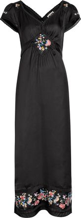 Rixo Rixo Carey Embroidered Satin Midi Dress - Blue - 18 (UK18 / Xxl)