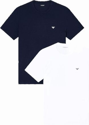 Emporio Armani Mens Emporio Armani 2-Pack Endurance Crew-Neck T-Shirts, Armani Blue/White - White/Black - Size: 36