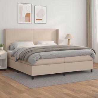 vidaXL Vidaxl - Cama Box Spring Con Colch&oacute;n Cuero Sint&eacute;tico Capuchino 200x200cm