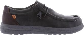 Lamofootwear Mens Paul Canvas Deck Shoe In Waxed Charcoal