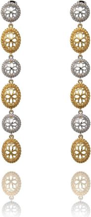 Georgina Jewelry Womens Two Tone Signature Long Earrings In Gold/ Silver