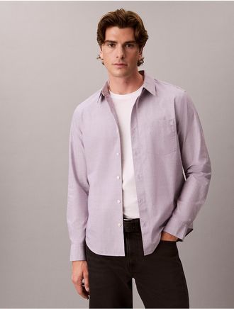 Calvin Klein Jeans Calvin Klein Mens End-On-End Washed Classic Shirt - Purple - 2XL