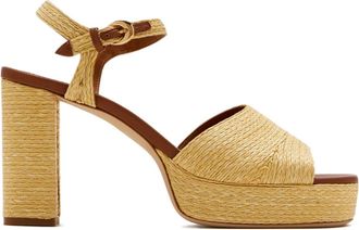 Staud 90 mm Jodie raffia sandalen met plateauzool - Beige