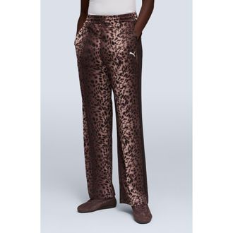 Puma Leopard Print Track Pants in Puma Black at Nordstrom, Size X-Large