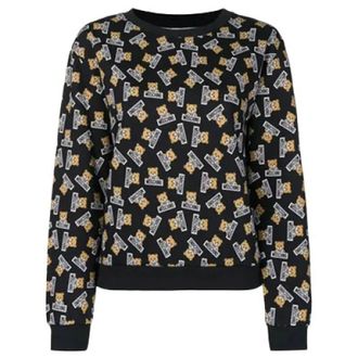 Moschino Hoodies & sweatvesten, Dames, Veelkleurig, M, Katoen, Felpa Girocollo Stampa Allover Teddy Bear Toy