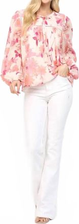Fate Denise Floral Tassel Tie Blouse In Pink Multi