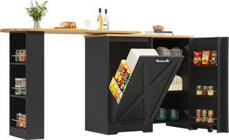 STILVORA Consola Con Puerta Abatible, Estante Lateral Y Giro De 360&deg;, Extensible Para Sal&oacute;n O Comedor, En Mdf, 138-203 X 38 X 105,5 Cm, Negro