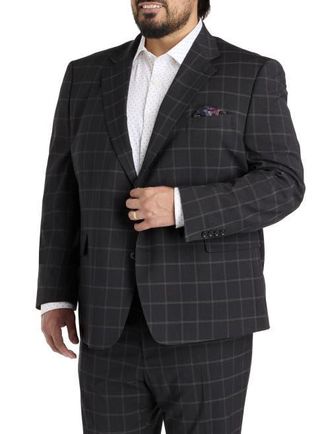 Tallia Orange Big & Tall Windowpane Suit Jacket in Black at Nordstrom, Size 52L