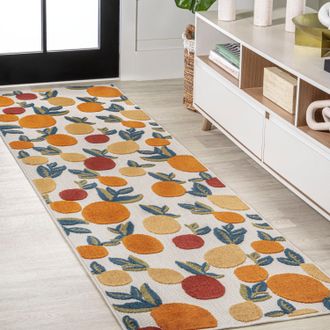 Jonathan Y Designs Limone Bold Lemon High-Low Indoor/Outdoor Orange/Beige/Cream Runner Rug