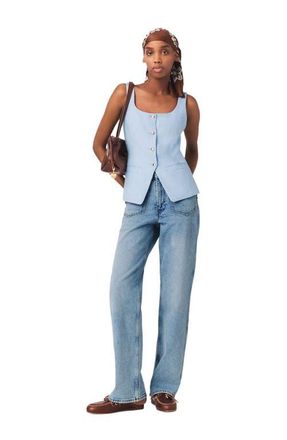 Maje Long tailored jacket in Blue Sky at Nordstrom, Size 38 Eu