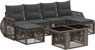 vidaXL Conjunto De Sof&aacute;s De Jard&iacute;n 7 Uds. Gris Y Gris Oscuro Vidaxl