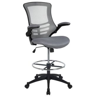 Flash Furniture Mid-Back Dark Gray Mesh Drafting Chair with Adjustable Foot Ring