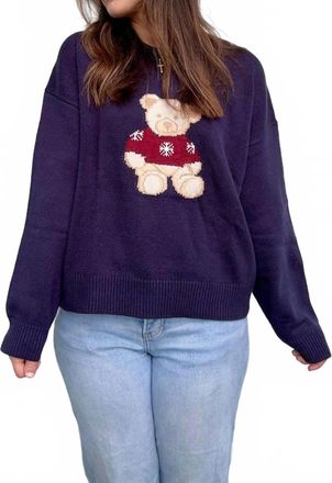 Le Lis Blanc Deux Winter Bear Sweater In Navy