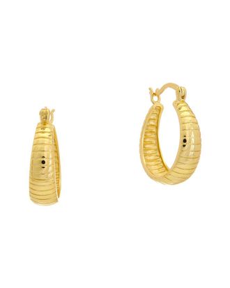 Argento Vivo 14K Plated Textured Hoops