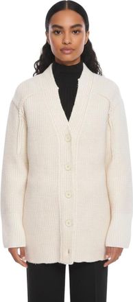 Bottega Veneta White Knitted V Neck Cardigan