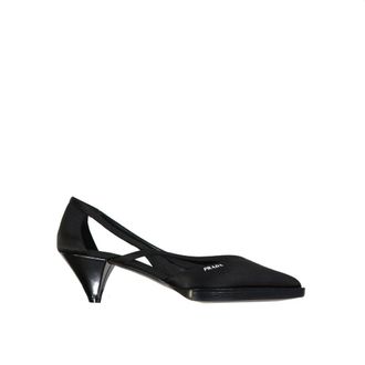 Prada Black Silk Mid Heel Womens Pumps