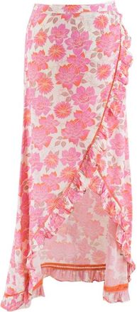 Paloma Blue Pink Floral Wrap Ruffle Skirt Size S