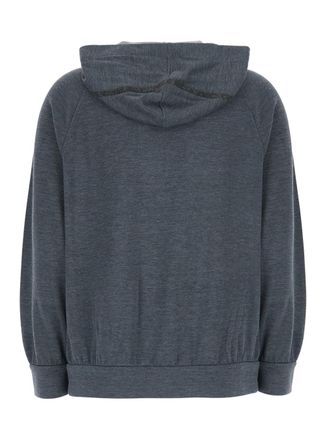 Brunello Cucinelli Womens Hooded Sweatshirt Grey Cotton Silk Blend Sweatshirts Sweater