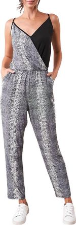 Sugarlips Shela Wrap-Effect Two-Tone Stretch-Jersey Jumpsuit In Black Multi