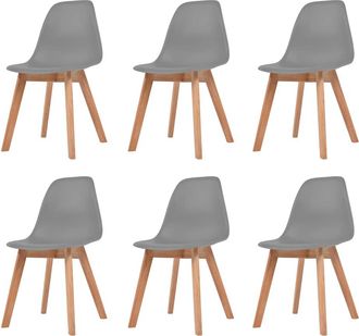 vidaXL Sillas De Comedor 6 Unidades Pl&aacute;stico Gris Vidaxl