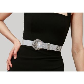 Judith Leiber Art Deco Chain Belt in Silver Rhine at Nordstrom