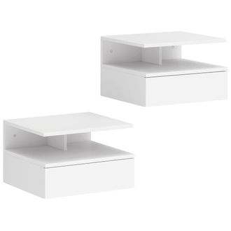 HOMCOM Set 2 mesitas noche 35x32x22.5 cm blanco