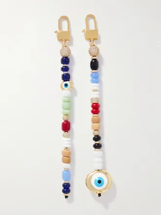 Joolz by Martha Calvo Set Di Due Charm Per Borsa Con Finitura Oro, Vetro, Cristalli E Smalto Protection - Multicolore